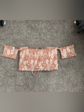 Xhilaration Peach Floral Smocked Bandeau Bikini Top